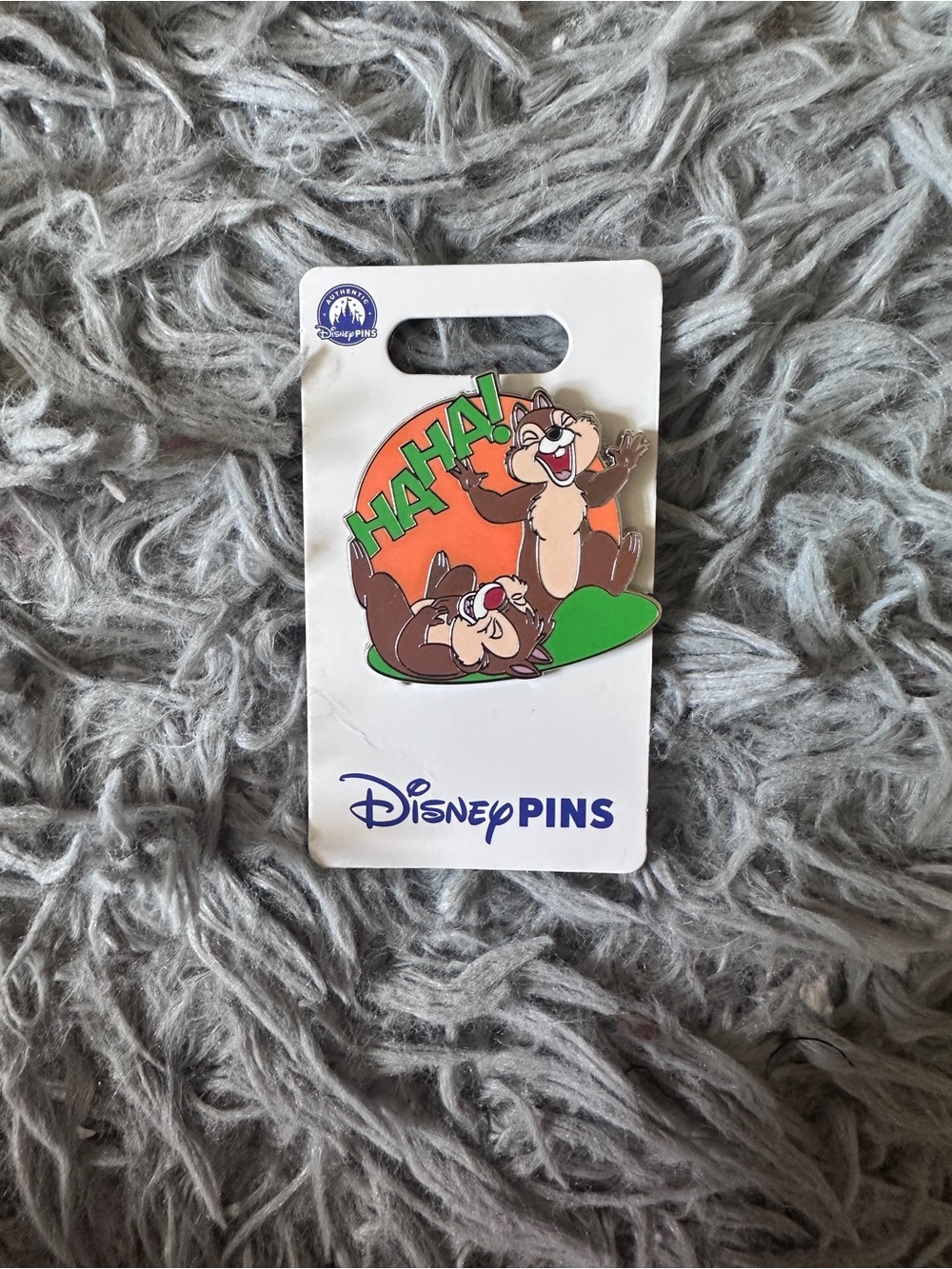 Disney Chip and Dale Laughing Enamel Pin - Orange & Green